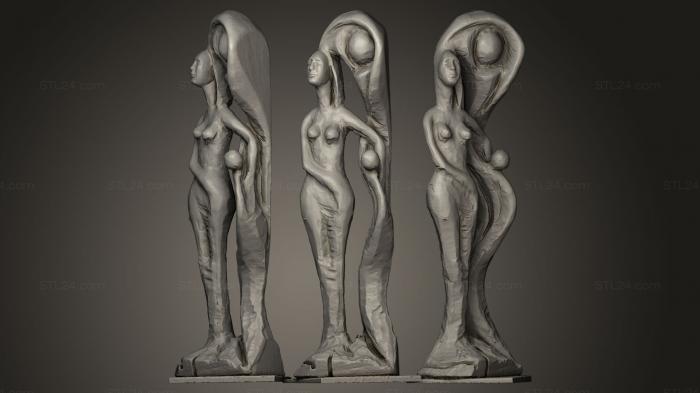 Figurines of girls (girl on wind, STKGL_0017) 3D models for cnc